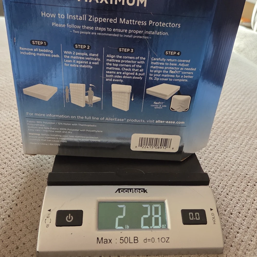 New Allerease Full Maximum Waterproof Allergy and Bedbug Protection Zippered